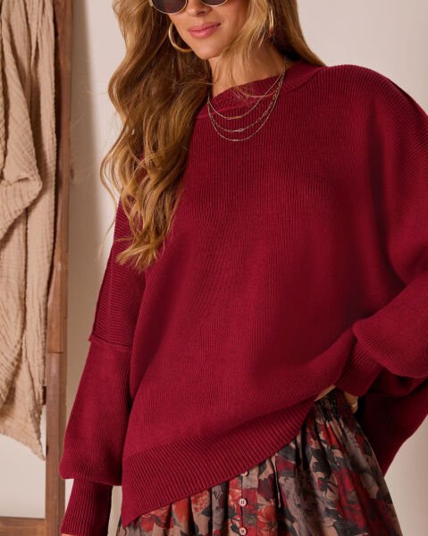 BURGUNDY SWEATER S - BURGUNDY