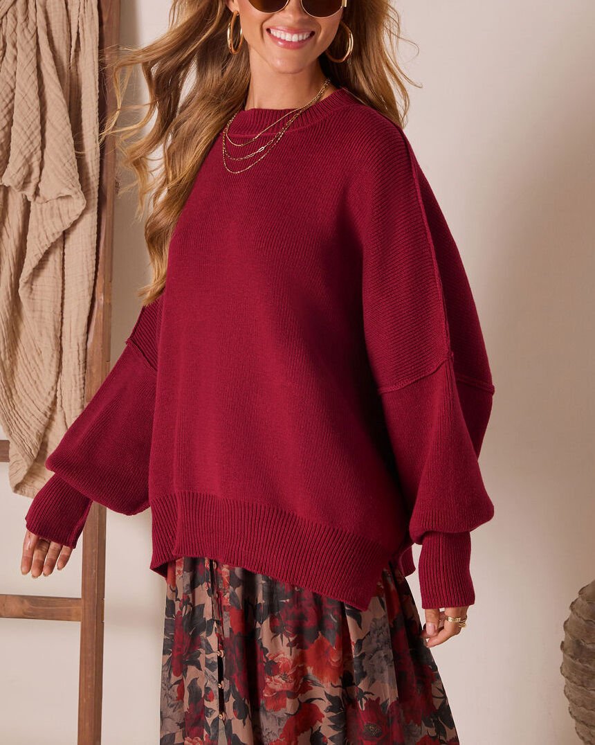 BURGUNDY SWEATER L - BURGUNDY