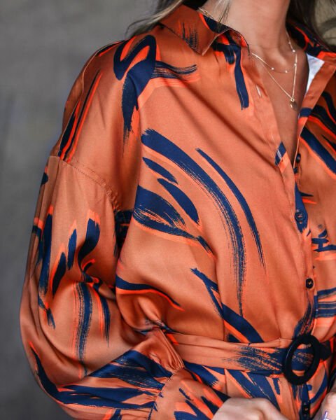 ORANGE-NAVY-PRINTED DRESS