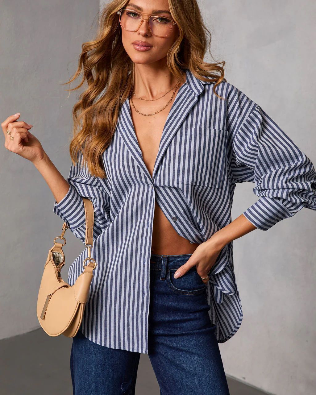 NAVY-ECRU-STRIPED SHIRT