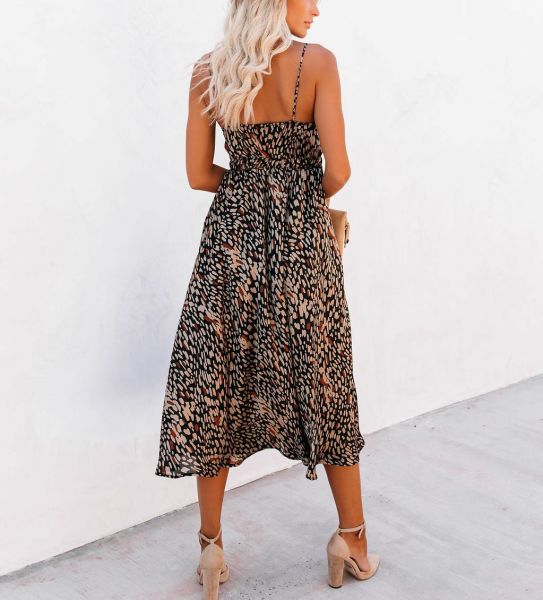 BLACK-BEIGE-PRINTED  DRESS