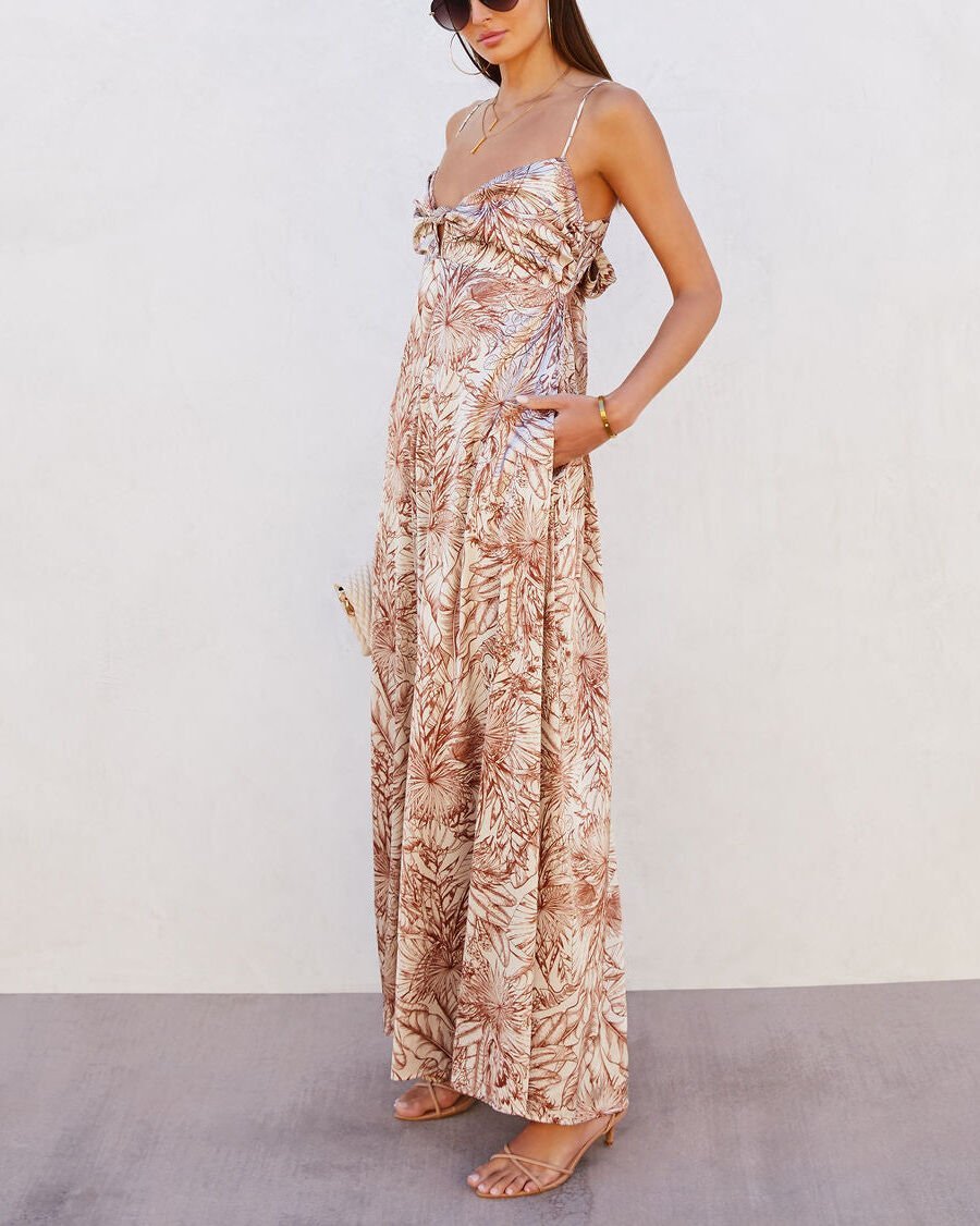 ECRU-BROWN-FLORAL JUMPSUIT