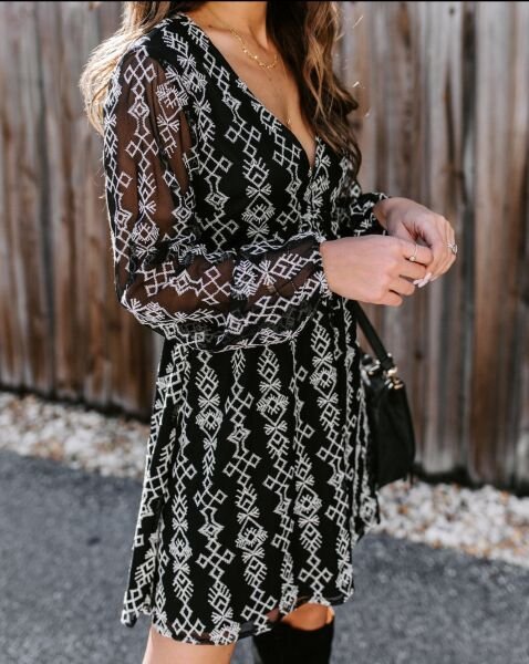 BLACK-ECRU DRESS