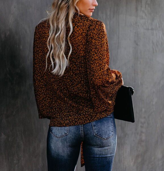 BROWN-PRINTED BLOUSE