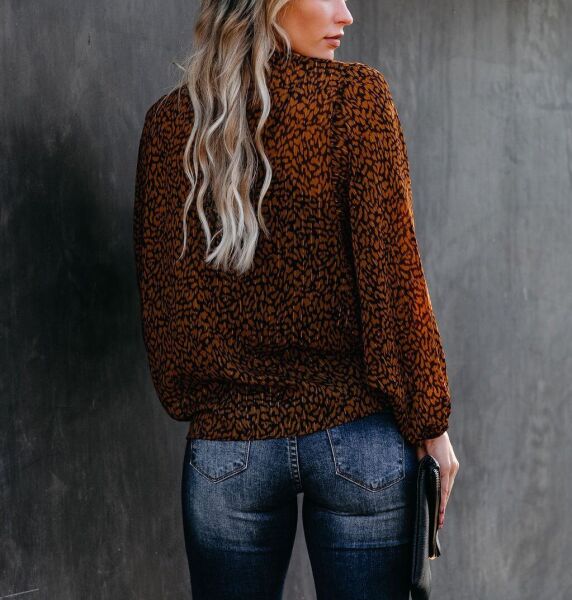 BROWN-PRINTED BLOUSE