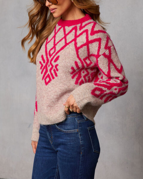 TAUPE-RED SWEATER