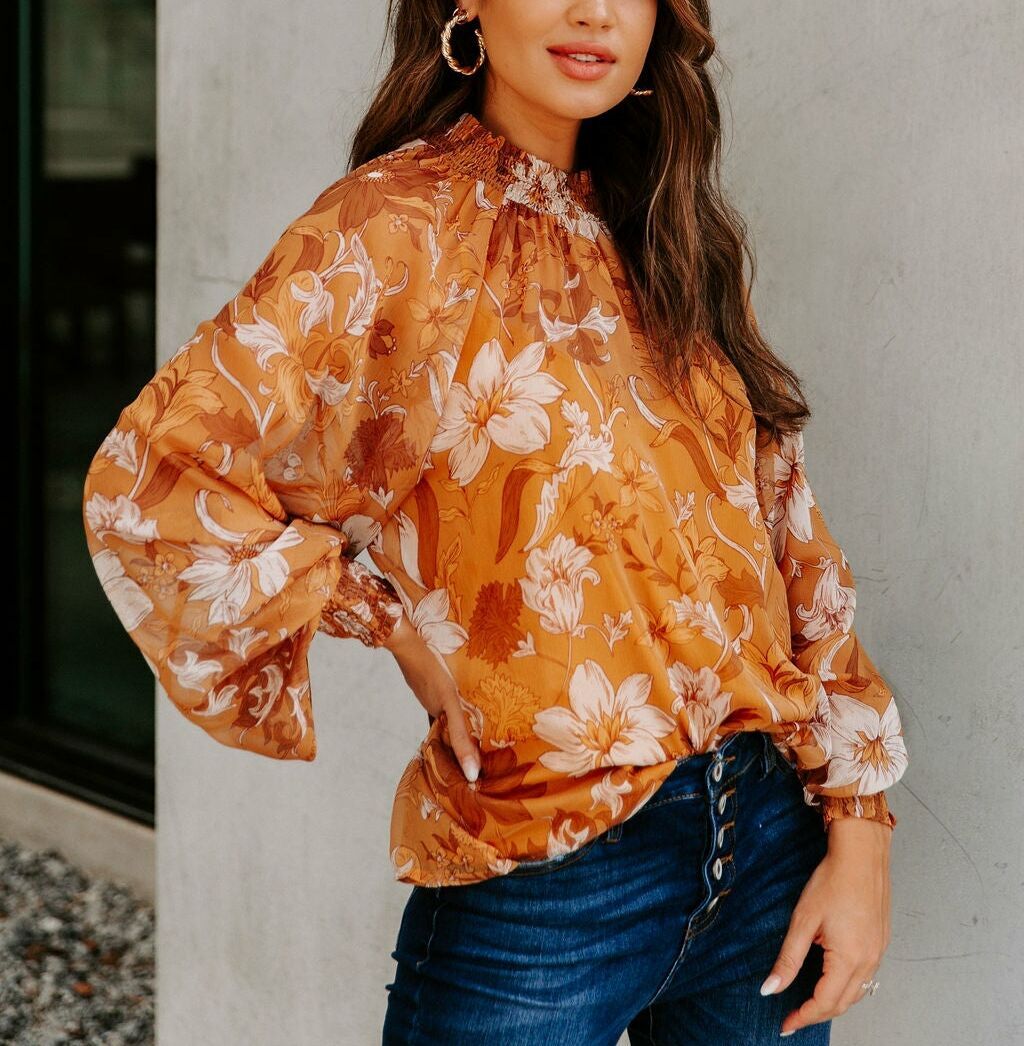 TILE-FLORAL BLOUSE
