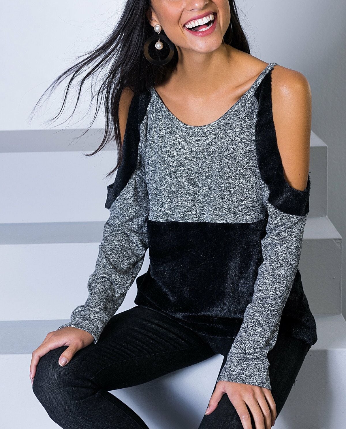 GREY-BLACK BLOUSE