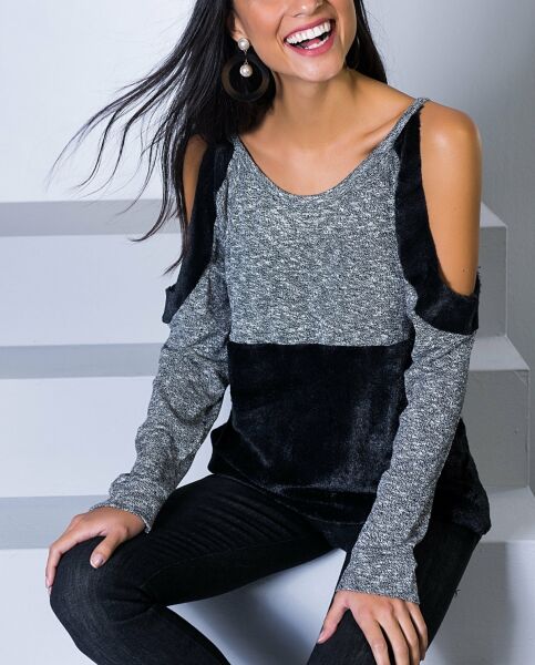 GREY-BLACK BLOUSE