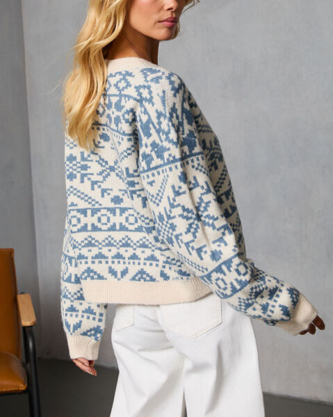 BLUE-ECRU SWEATER