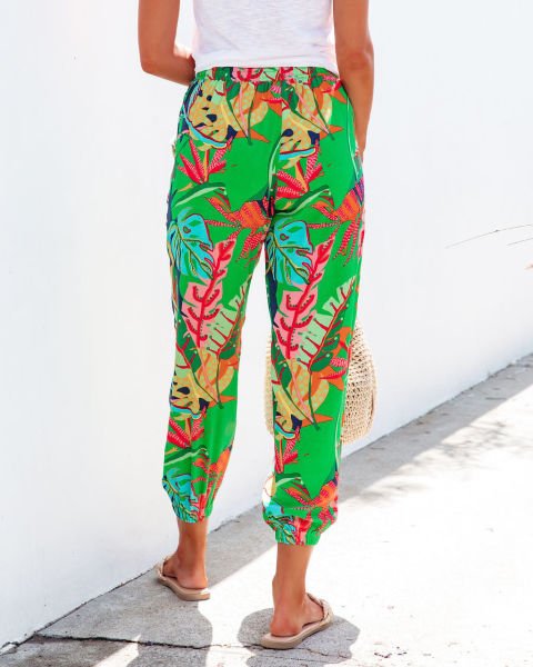 GREEN-FLORAL  PANTS