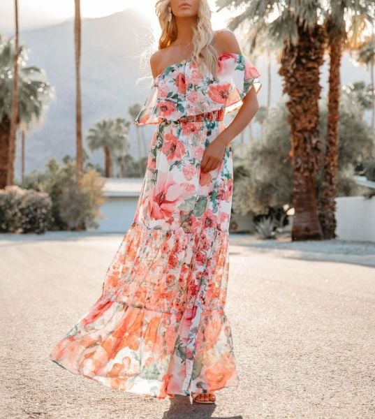 ECRU-ROSE-FLORAL  DRESS