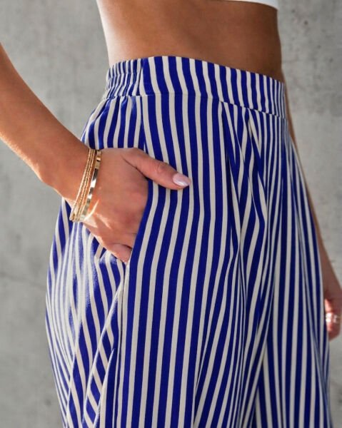 NAVY-ECRU-STRIPED PANTS XL - NAVY-ECRU-STRIPED