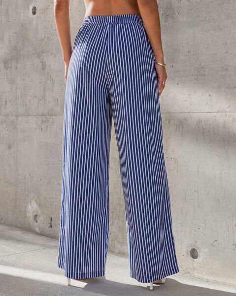 NAVY-ECRU-STRIPED PANTS XL - NAVY-ECRU-STRIPED