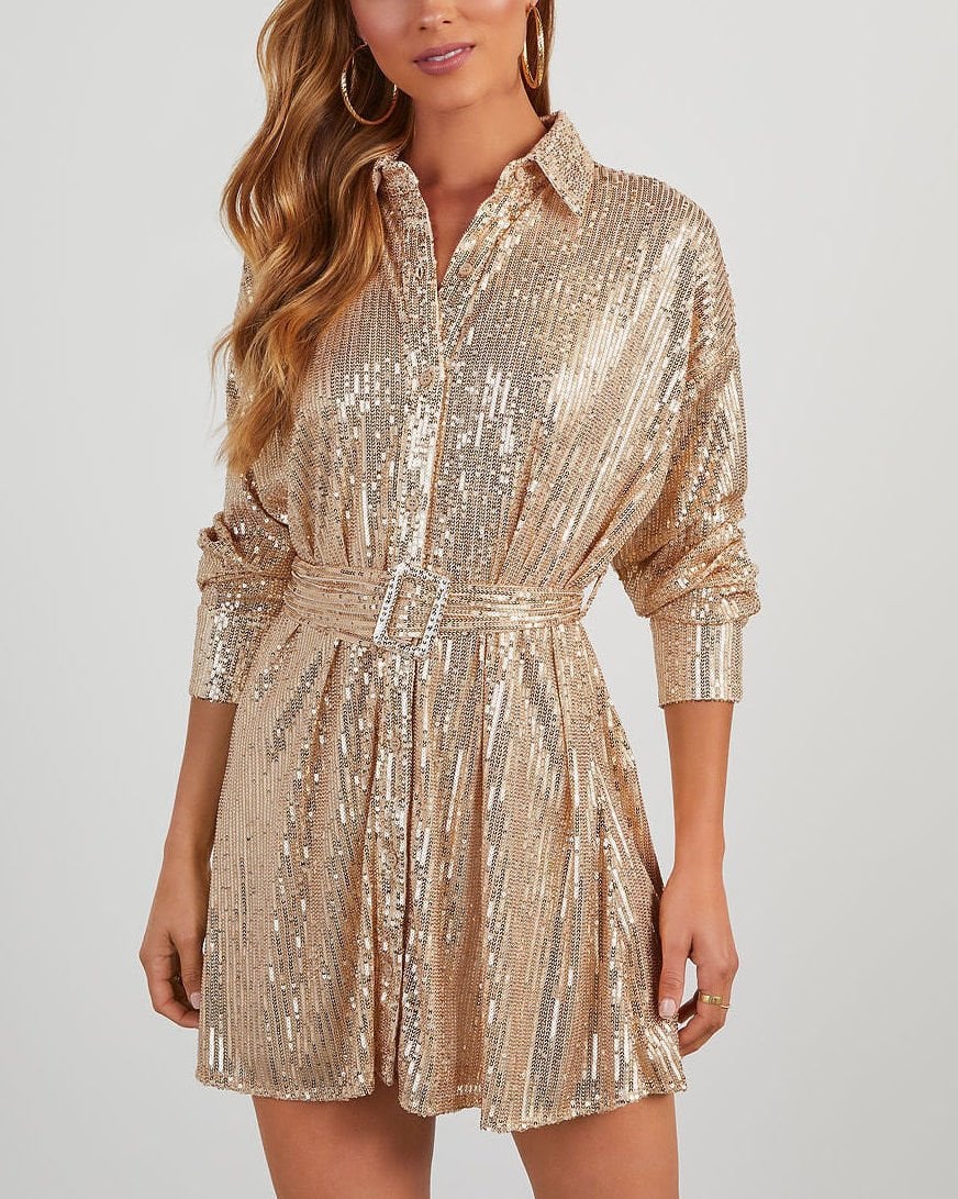 POWDER-SEQUINED DRESS