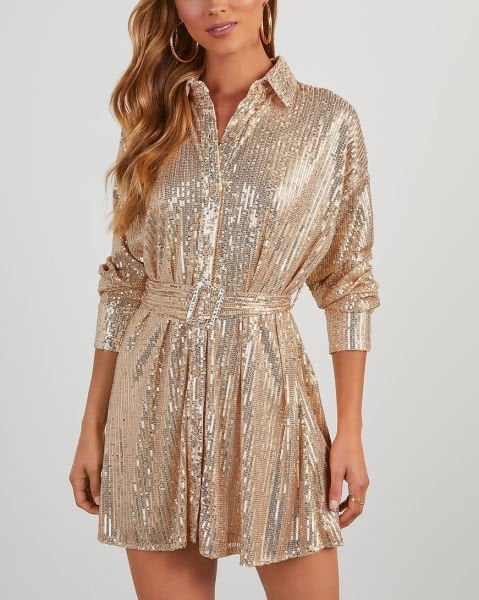 POWDER-SEQUINED DRESS