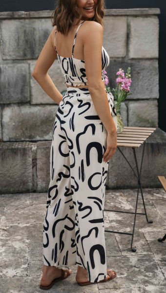 ECRU-BLACK  PANTS-TOP-SET