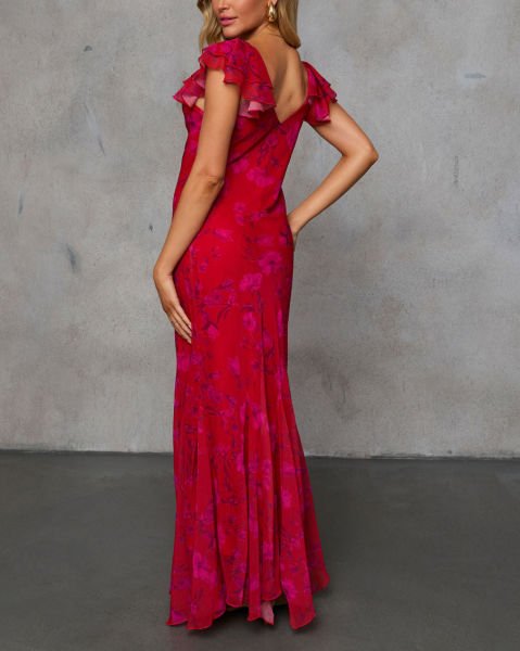 RED-FLORAL DRESS