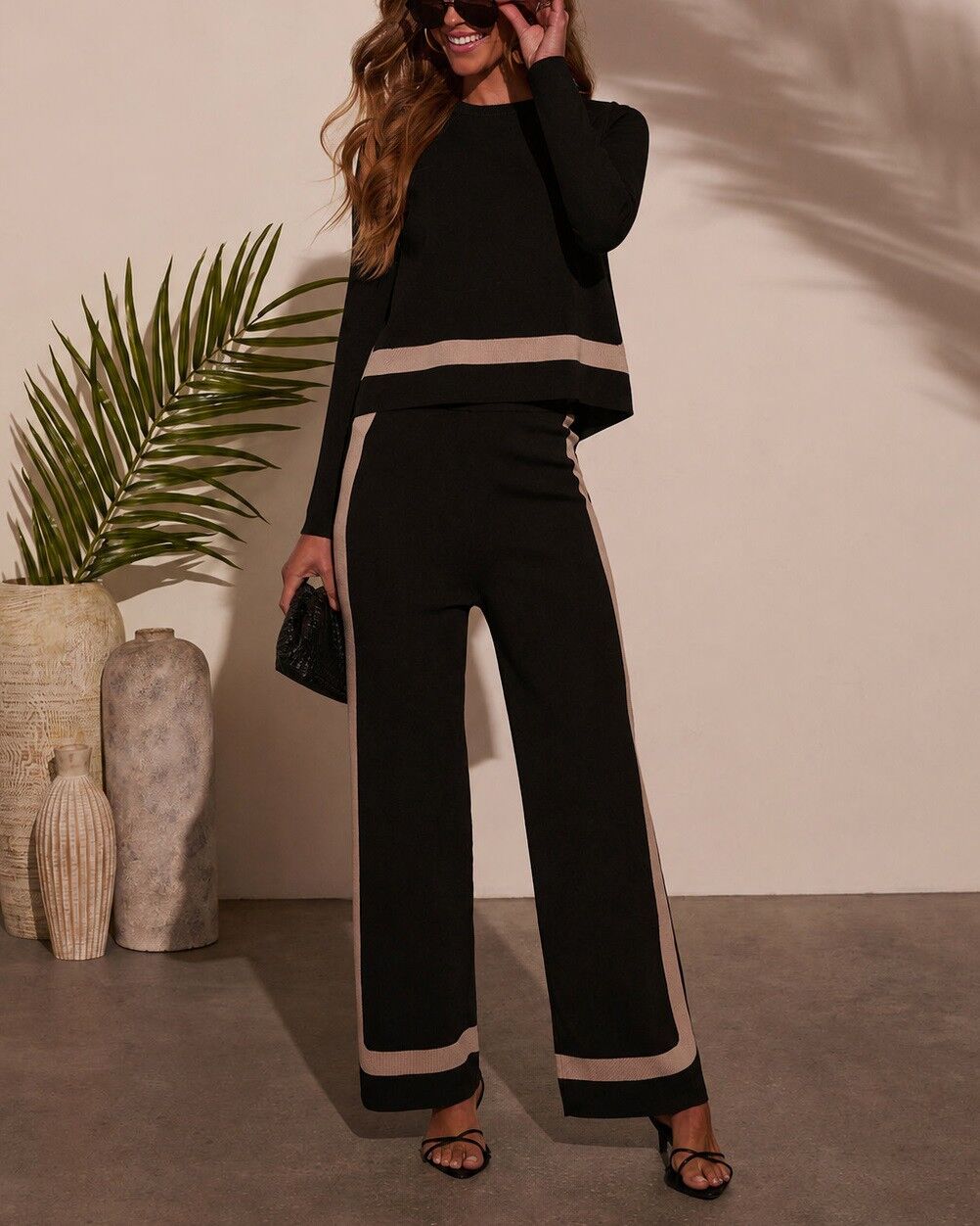 BLACK-MINK SWEATSHIRT AND PANTS SET