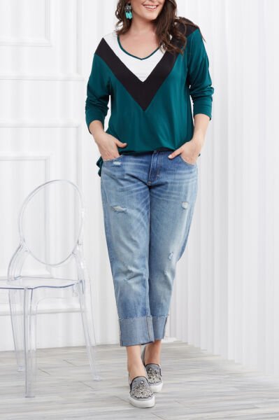 GREEN-BLACK BLOUSE