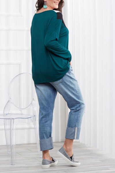 GREEN-BLACK BLOUSE