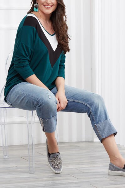 GREEN-BLACK BLOUSE