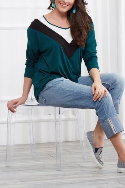 GREEN-BLACK BLOUSE