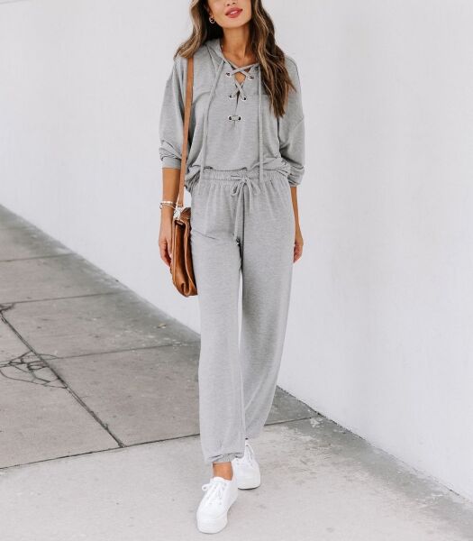 GREY TOP-SWEATPANTS-SET