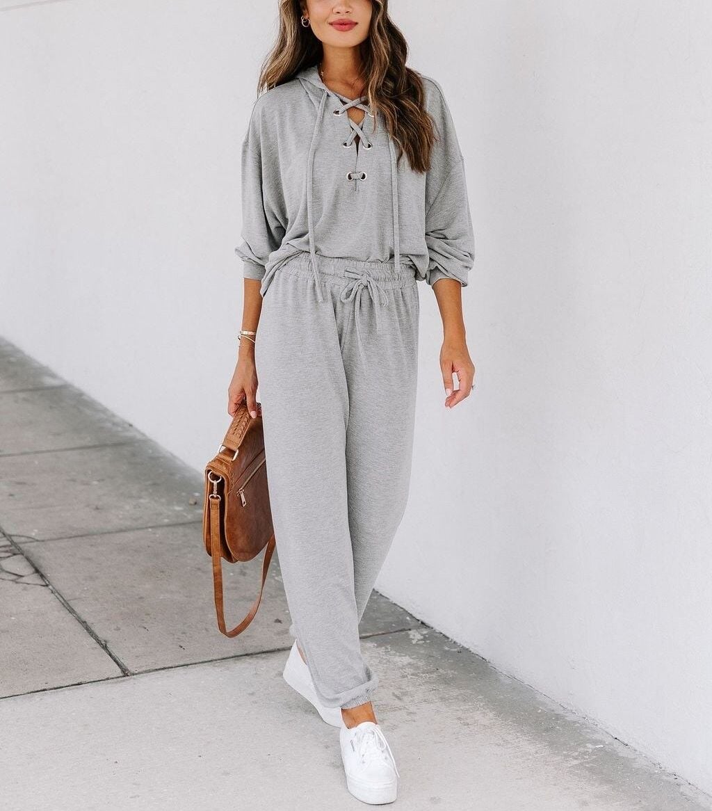 GREY TOP-SWEATPANTS-SET