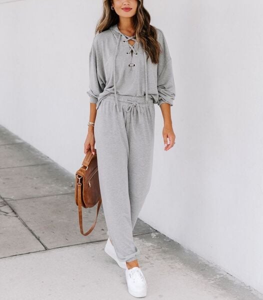 GREY TOP-SWEATPANTS-SET
