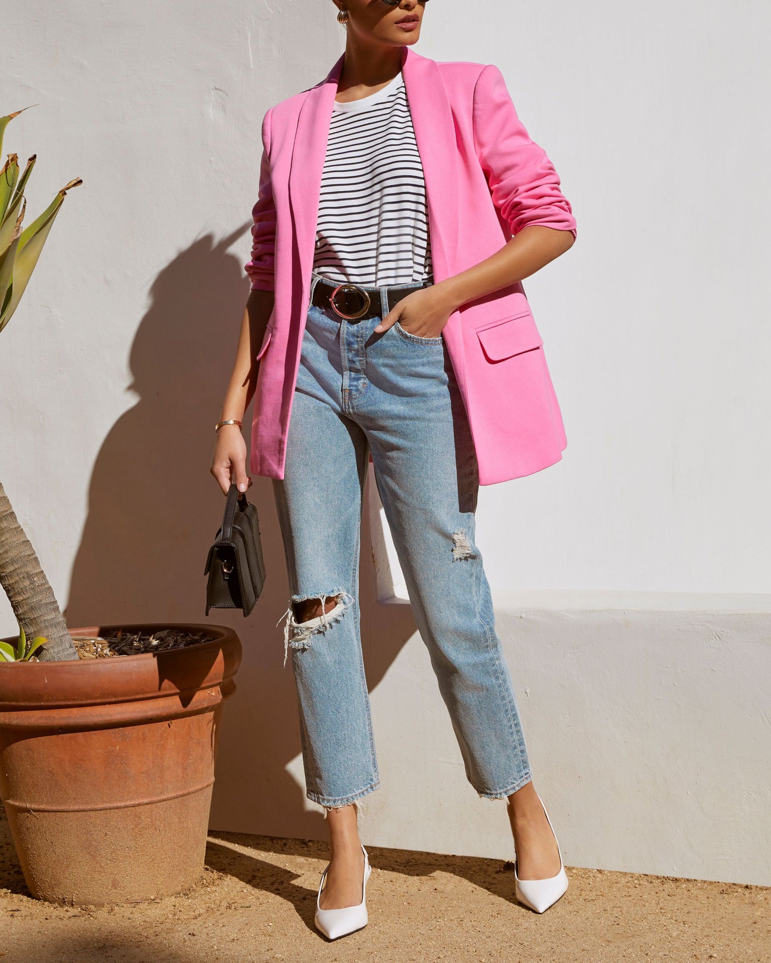 WHITE-BLACK-STRIPED  BLOUSE