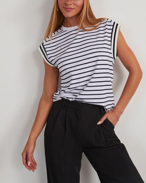 WHITE-BLACK-STRIPED  BLOUSE