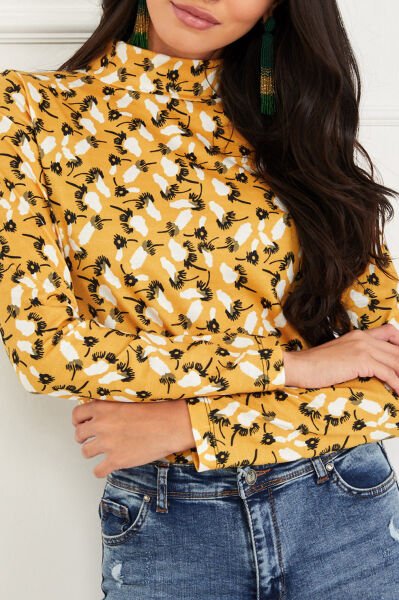 MUSTARD-PATTERNED BLOUSE