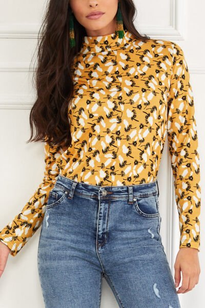 MUSTARD-PATTERNED BLOUSE