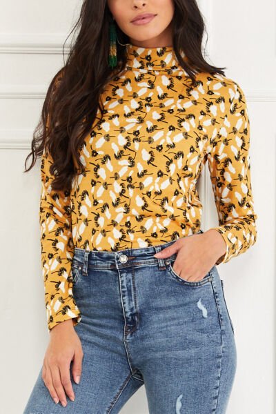 MUSTARD-PATTERNED BLOUSE