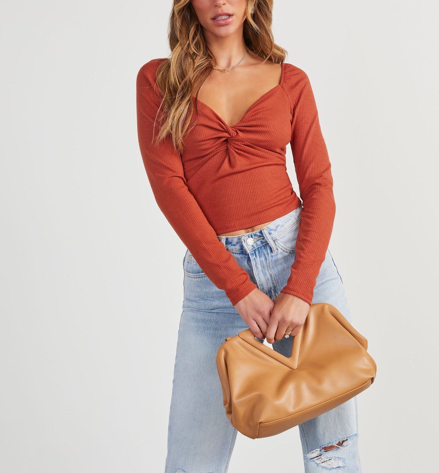 BROWN BLOUSE M - BROWN