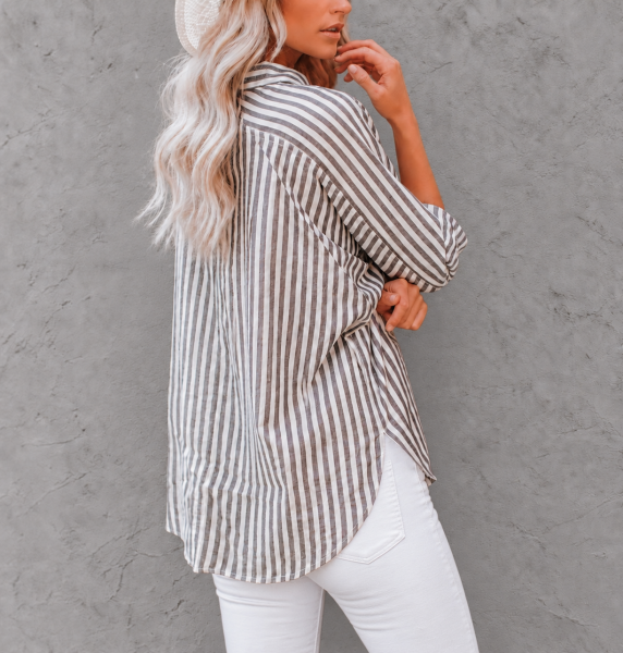 GREY-STRIPED SHIRT
