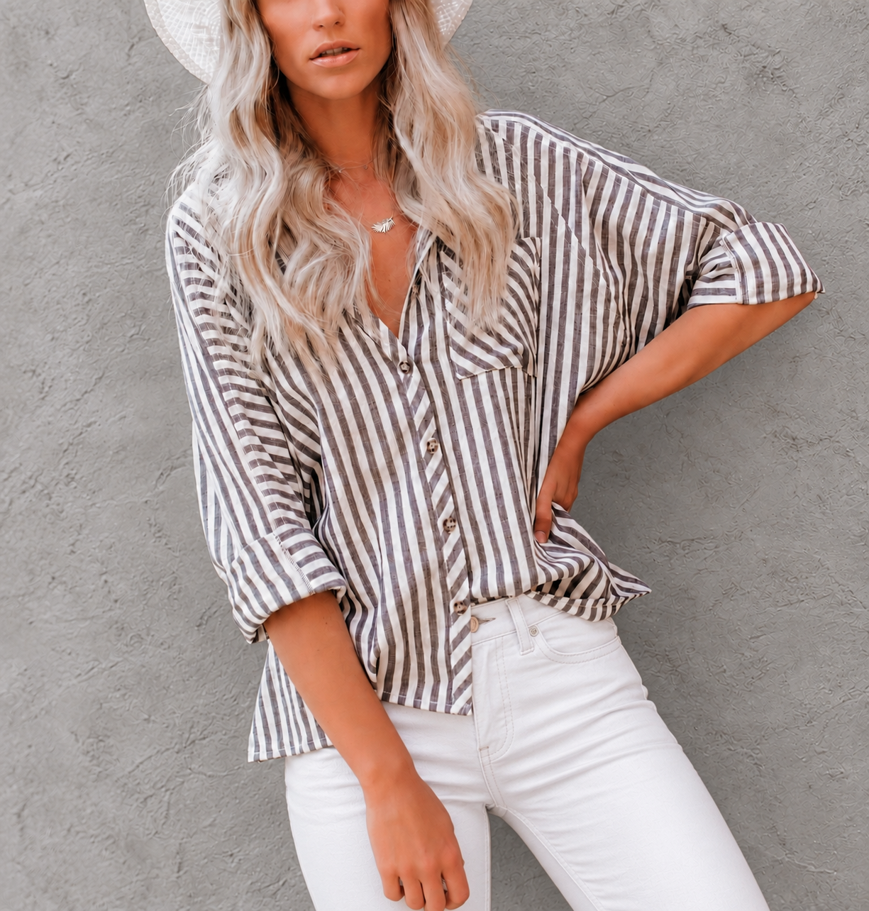 GREY-STRIPED SHIRT