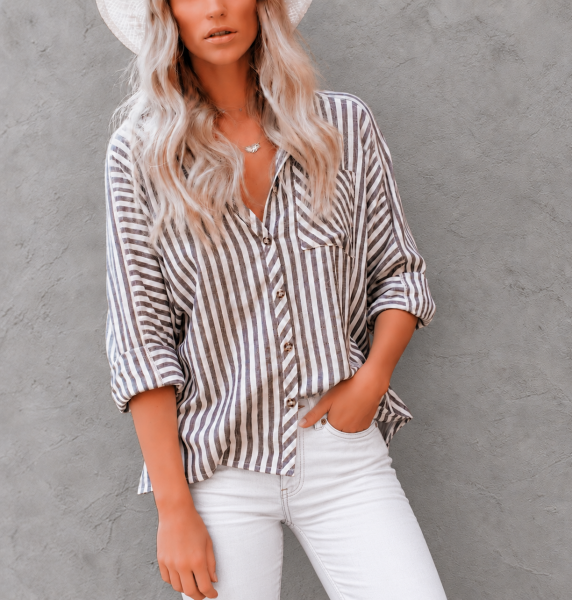GREY-STRIPED SHIRT