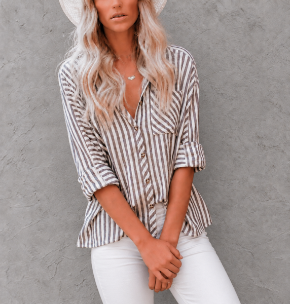 GREY-STRIPED SHIRT