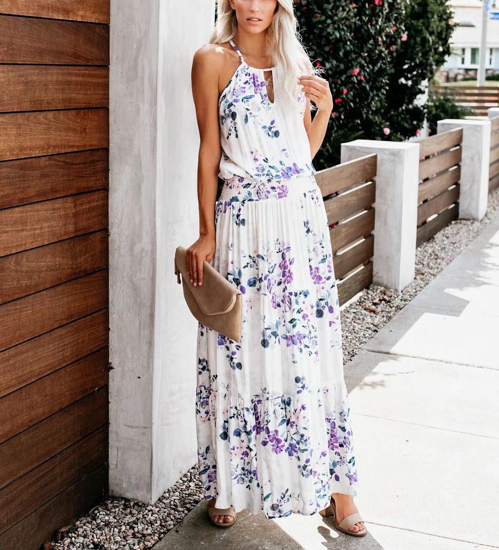 ECRU-PURPLE-FLORAL  DRESS