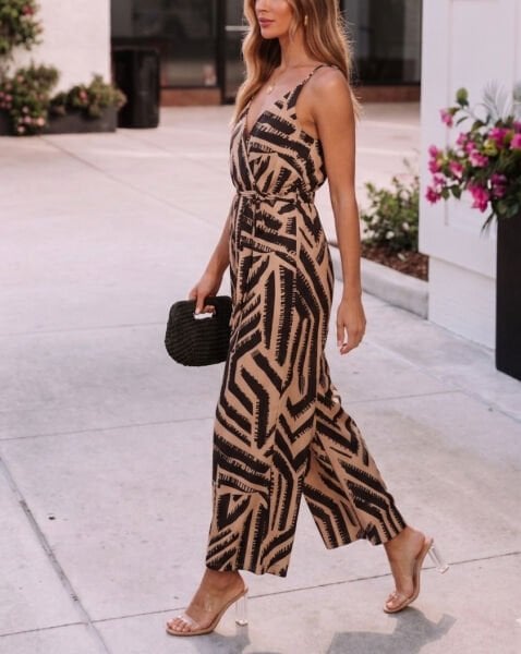 BLACK-LATTE-PRINTED JUMPSUIT