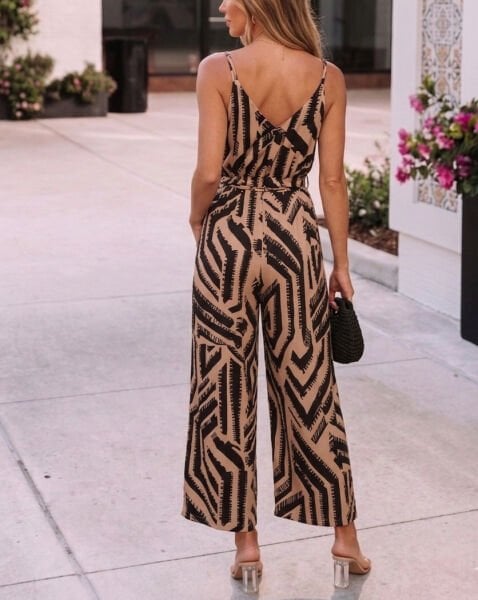 BLACK-LATTE-PRINTED JUMPSUIT