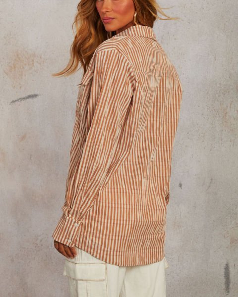ECRU-RUST-STRIPED  SHIRT