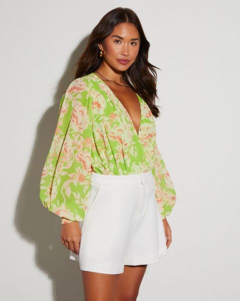 GREEN-FLORAL BLOUSE