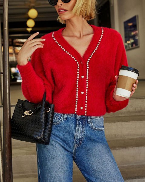 RED CARDIGAN