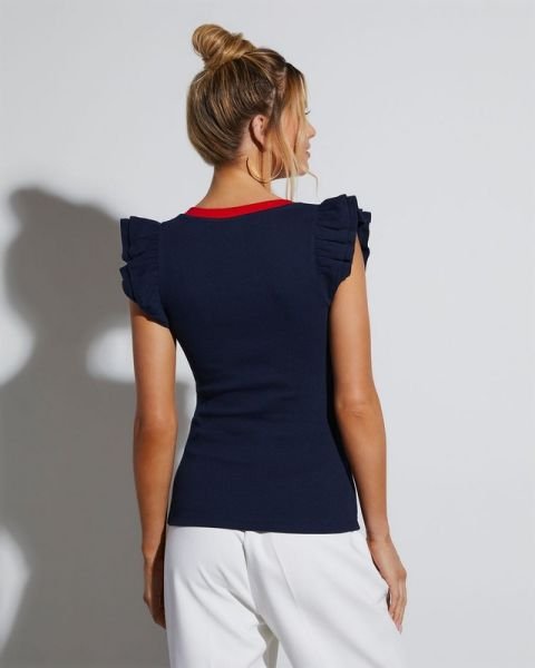 NAVY-RED BLOUSE