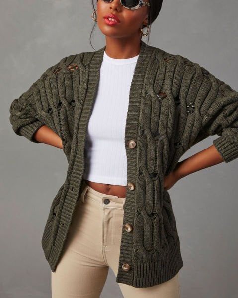 KHAKI CARDIGAN