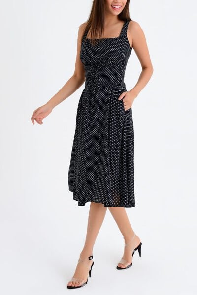 BLACK-POLKA-DOT DRESS