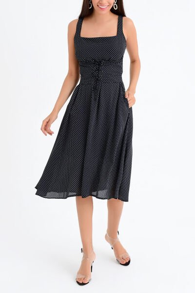 BLACK-POLKA-DOT DRESS